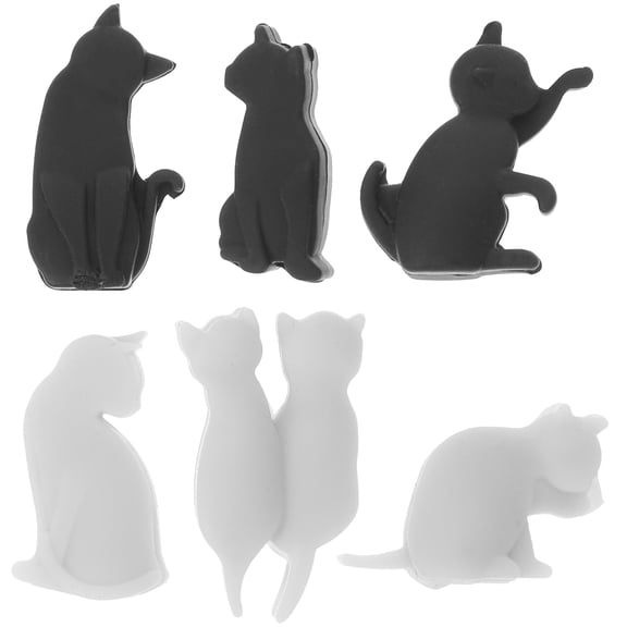 HAMPPLIES 6Pcs Cat Shaped Silicone Wine Markers For Glass Identification Drink Marking Home Use Bar Use 2.40X1.70X1.10Cm