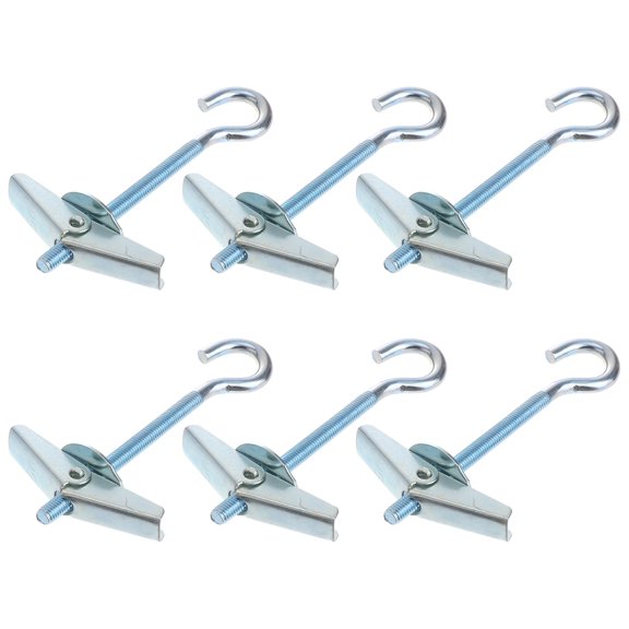 HAMPPLIES Ceiling Hook Plated Silver Carbon Steel Toggle Wings for Hanging Decorations 6Pcs