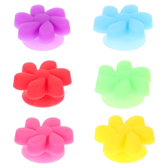 HAMPPLIES 6Pcs Cup Identifiers and Reusable Flower Shaped Silicone for Glassware