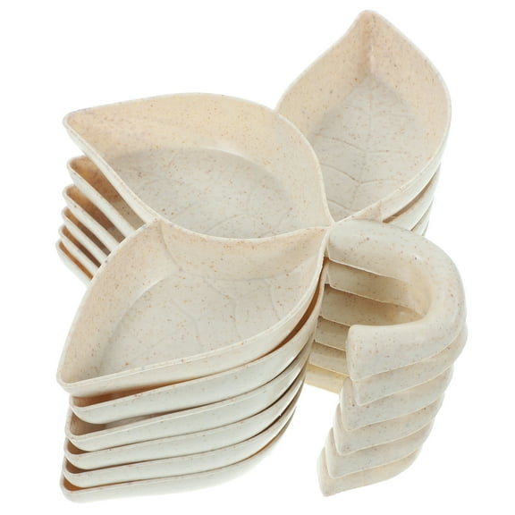 HAMPPLIES Sauce Dishes For Dipping Plastic 6Pcs 7.5X6.1X0.9In Beige Leaf Style