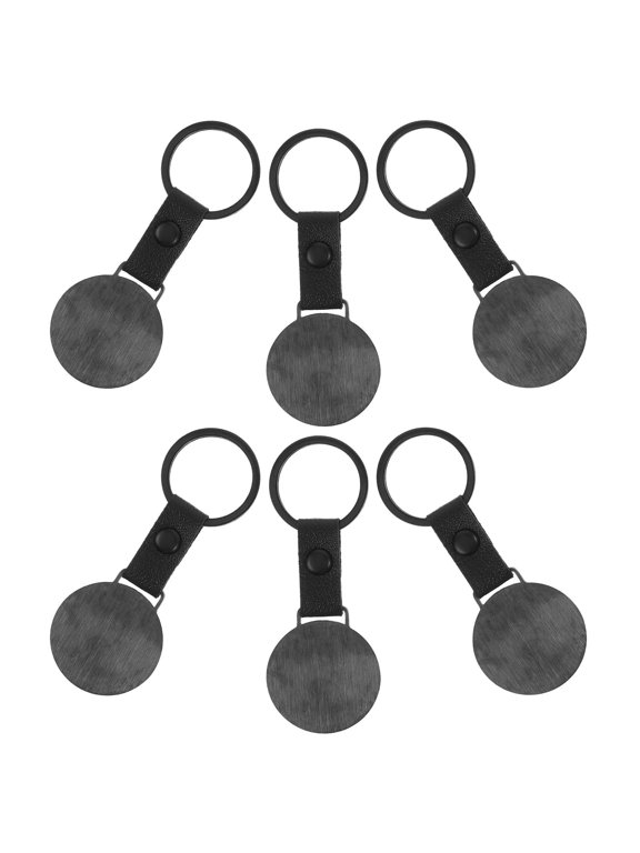 Engravable Keychain Blanks Black PU Stainless Steel for Decor