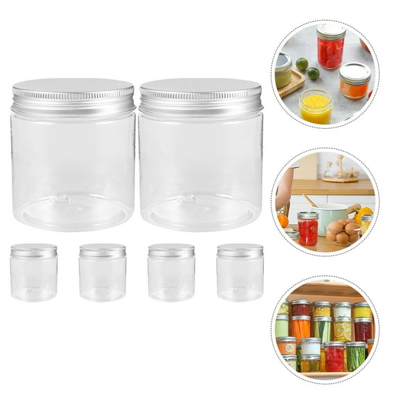 HAMPPLIES 6Pcs Jam Jars With Lids Transparent Round Sealed Food Storage Containers For Households