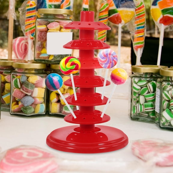 HAMPPLIES 6-Pack Reusable Red Lollipop Display Tree with Simple Assembly for Dessert Table and Party Presentation