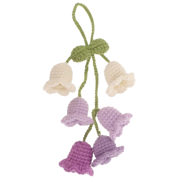 HAMPPLIES 6Pcs Purple Knitted Flower Decor for Car and Key Accessories