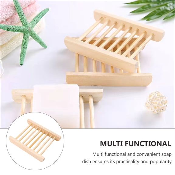 HAMPPLIES 6Pcs Rectangular Wood Soap Holder for Bathroom and Kitchen Use
