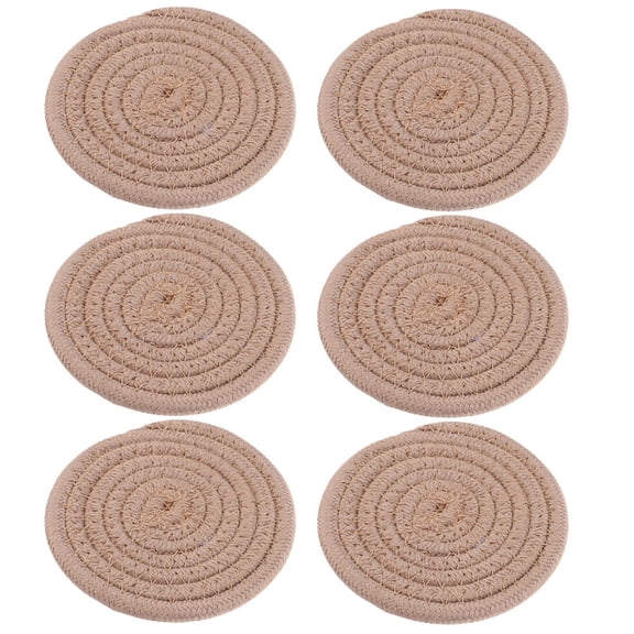 HAMPPLIES 6Pcs Heat Resistant Woven Coasters Cotton Rope Coasters for Hot and Cold Drinks