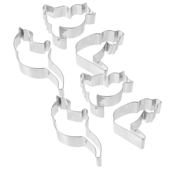 HAMPPLIES Stainless Steel Biscuit Fondant Molds Cat Shape Cookie Cutters Silver 6Pcs 5.5x2.2x1In