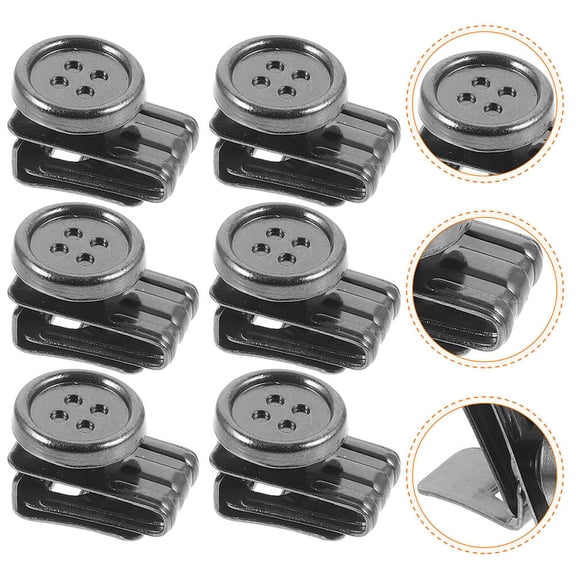HAMPPLIES 8Pcs Black Metal Suspenders Buttons No Sew Design for Clothing Accessories