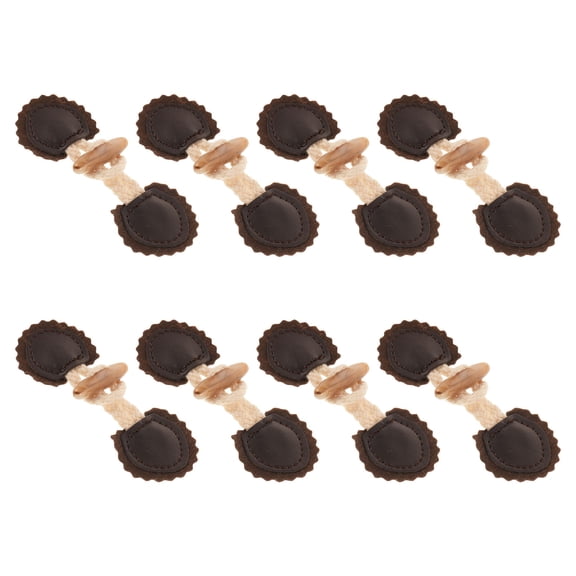 HAMPPLIES 8Pairs Fashion Horn Toggle Buttons in Dark Brown for Sewing on Winter Coats and Blazer Jackets