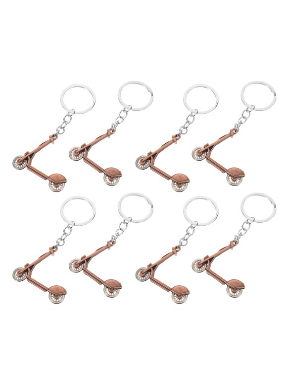 8Pcs Creative Kick Scooter Keyring in Dark Brown Zinc Alloy Compact Keychain for Car Keys Or Bag Pendant