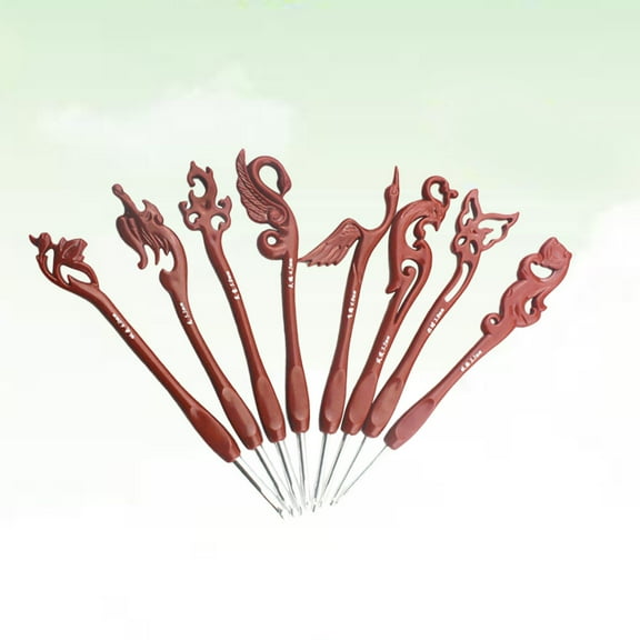 HAMPPLIES 8Pcs Crochet Supply Tools Accessories for Beginners in Plastic with Animal Shape Knitting Hooks