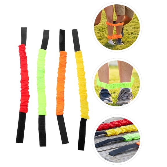 HAMPPLIES 8Pcs Elastic Three Legged Race Bands with Adjustable Straps for Field Day Party and Team Building