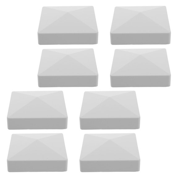 HAMPPLIES 8Pcs Outdoor PVC Post Caps Light Grey Pyramid Style Fence Post Top Covers Decorative