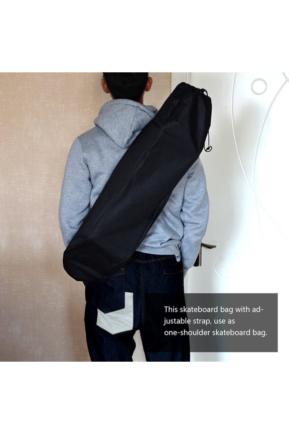 Travel Longboard Backpack with Zipper Pocket and Adjustable Shoulder Strap in Black