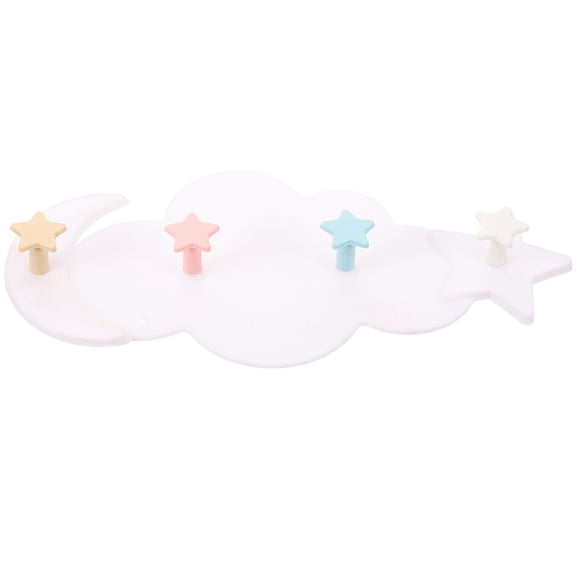 HAMPPLIES Cloud Shaped Hooks Grey Wooden Adorable Wall Decors for Home Use