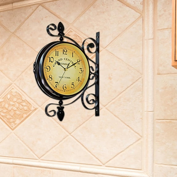 HAMPPLIES Vintage Style Retro Iron Analog Wall Clock, Decorative Hanging Clock for Home, Office, Living Room