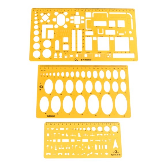 HAMPPLIES Art Design Aid Tool Orange Ellipse Template Ruler with Impact Resistance and Flexible Hardness