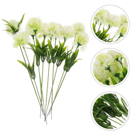 HAMPPLIES Artificial Dandelion Flowers 10Pcs White Plastic Round for Wedding and Banquet Decor