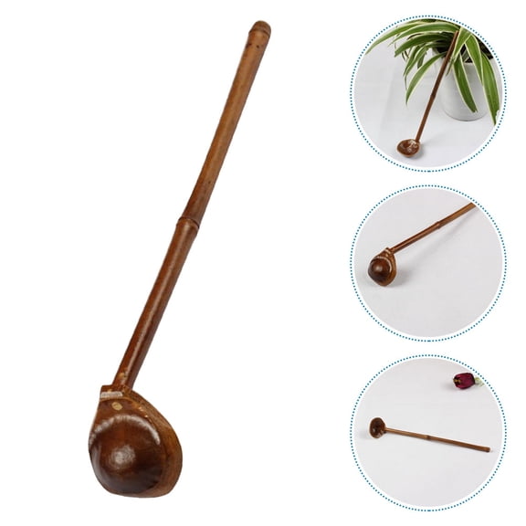 HAMPPLIES Bamboo Water Scoop Brown Long Handle Spoon for Home Use 1Pack Tea Ceremony