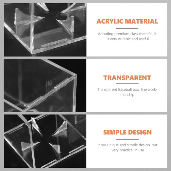 HAMPPLIES Baseball Display Case Transparent Acrylic Dustproof Storage 1Set