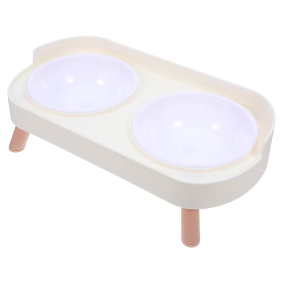 HAMPPLIES Raised Cat and Dog Feeding Bowl Beige ABS Ergonomic Posture for Gardening Use