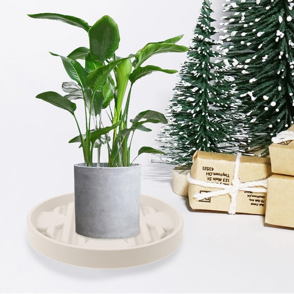 HAMPPLIES Beige Plant Pot Mover with Hidden Wheels, Flower Pot Roller Tray for Easy and Plant Relocation