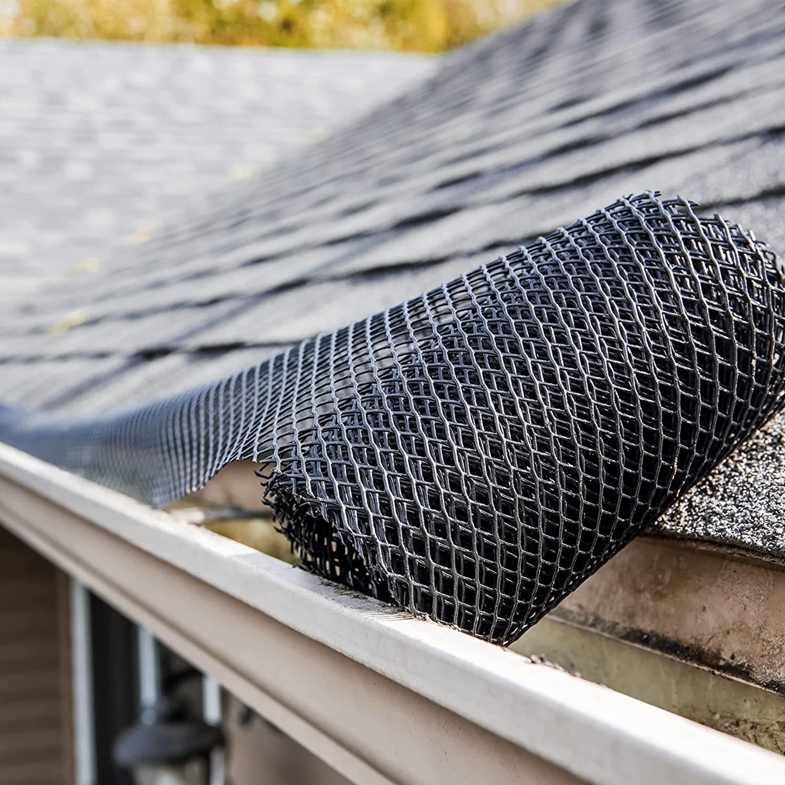 HAMPPLIES Black Abs Gutter Mesh 7Pack For Outdoor Maintenance And Gutter Downspout Guard 23.6x5.9x0.4In