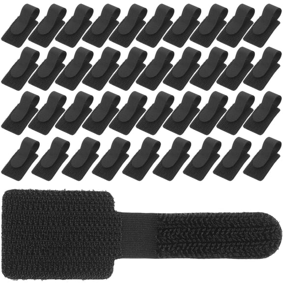 HAMPPLIES Black Cord Ties 40Pcs, Durable Nylon, Soft Loop, Tight Fit, Easy Installation
