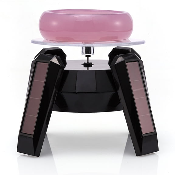 HAMPPLIES Black Display Stand Electric Rotating Dual Power Solar Battery for Small Items