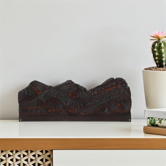 HAMPPLIES Black Faux Fireplace Logs Rustic Resin Indoor Fireplace Decor for Cozy Home Display