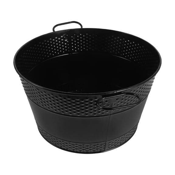 HAMPPLIES Black Metal Coal Storage Bin with Handles for Home Fireplace Organization
