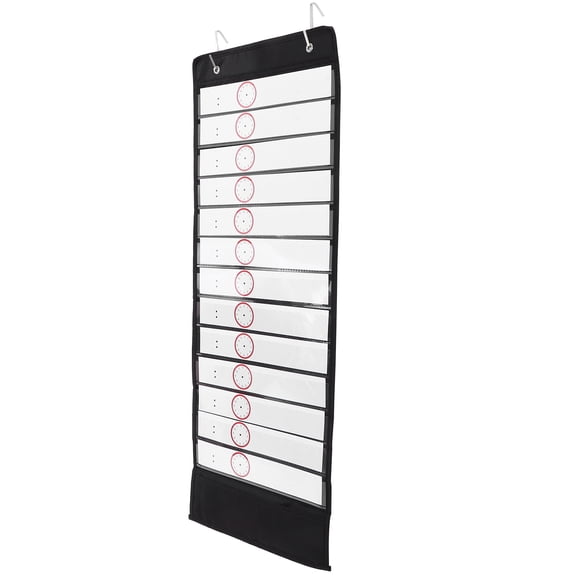 HAMPPLIES Black Oxford Cloth Pet Note Card Hanging Pocket Chart with Hooks