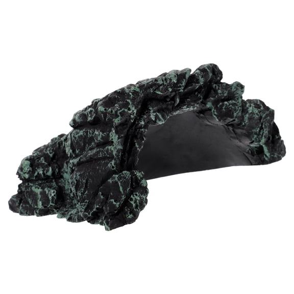 HAMPPLIES Black Resin Reptile Shelter Cave, Habitat Decoration for Turtles, Snakes, and Small Pets