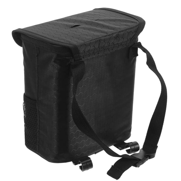 HAMPPLIES Black Foldable Reusable Car Trash Can with Lid, Splashproof Vehicle Garbage Bin for Auto Interior Organization