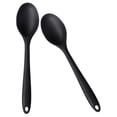 HAMPPLIES Black Silicone Cooking Spoons with Ergonomic Handle, Nonstick ...