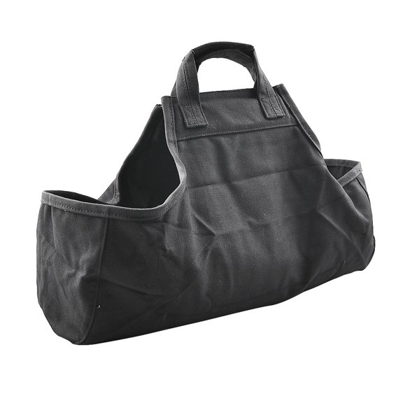 HAMPPLIES Black Tote Bag Canvas Oxford Cloth Stain Resistant Big Capacity for Firewood and Travel