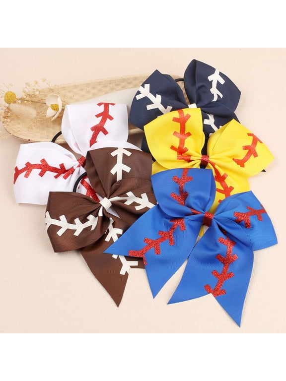 Blue Baseball Hair Bow Comfortable and Eye-Catching for Sports