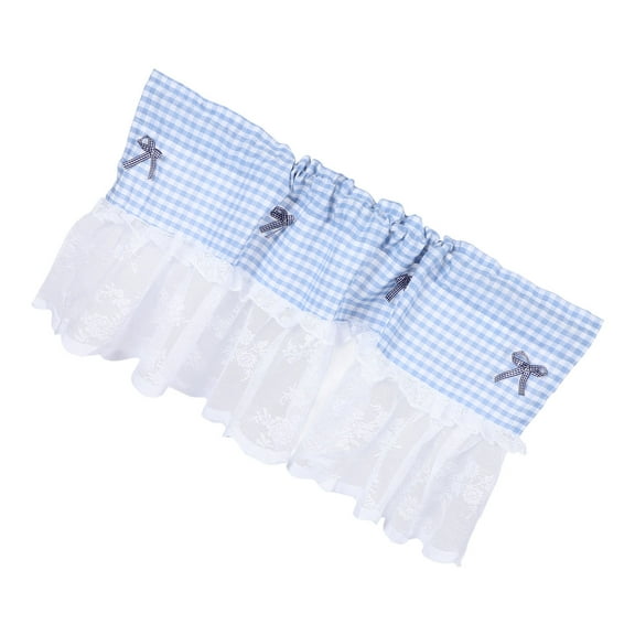HAMPPLIES Blue Polyester Farmhouse Cafe Curtains 1Pcs for Home Decor 106x45Cm