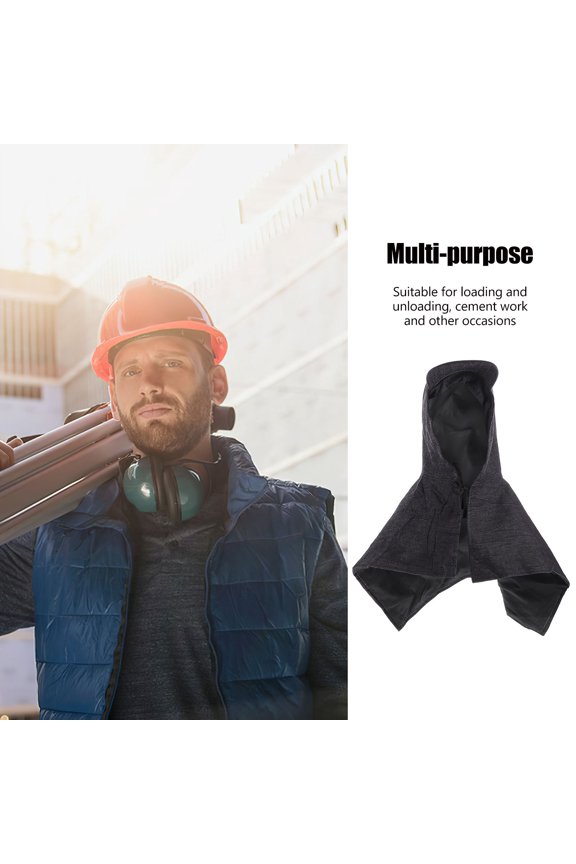 Breathable Grey Denim Work Hat for Cement and Outdoor Work with Full Face and Neck Coverage