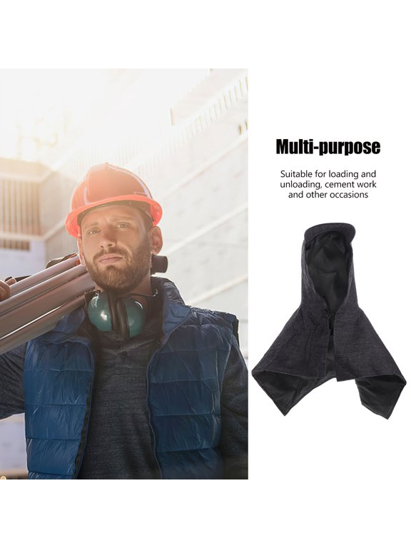Grey Breathable Denim Work Hat with Full Face and Neck for Cement, Construction, and Outdoor Labor