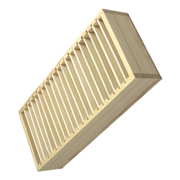 HAMPPLIES Business Card Organizer Wood Box with Multiple Compartments Portable for Desk Storage