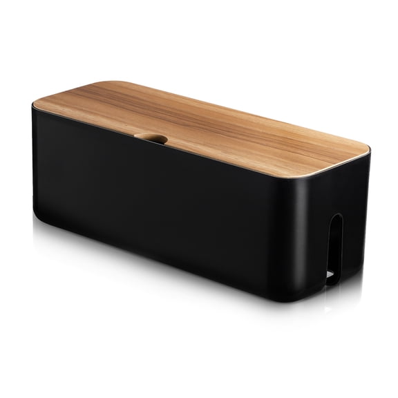 HAMPPLIES Black Cable Organizer Box with Ventilated Design for and Cord Storage, and Neat Solution