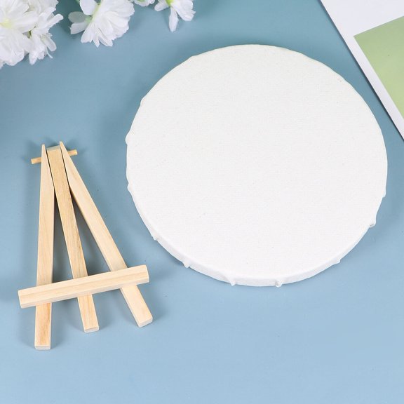 HAMPPLIES Canvas Frame Set, White Wood Round Art Panels for Students, 4Pcs