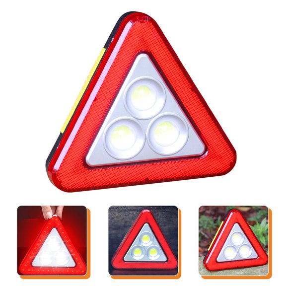 HAMPPLIES Car Emergency LED Triangle Reflective Warning Sign with Stable Frame and Portable Design
