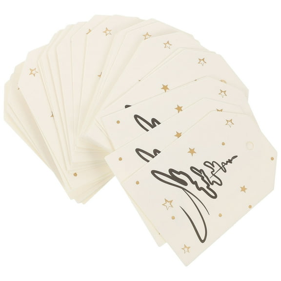 HAMPPLIES Christmas Tags Gold Plated Paper Decorative present Wrapping Message Cards Bedroom Decor 6.8X4.5In