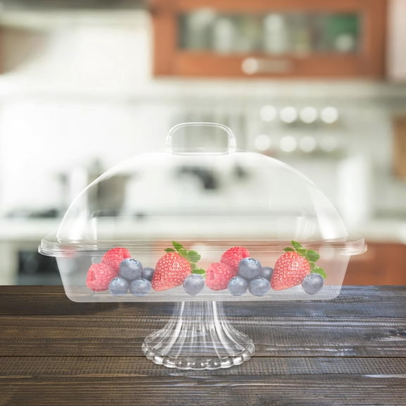 HAMPPLIES Clear Rectangular Food Tray with Lid for Outdoor Serving and Buffet Display
