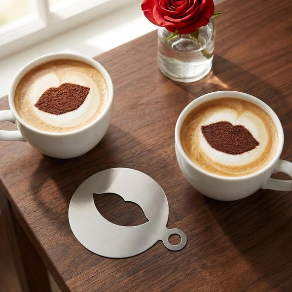 HAMPPLIES Coffee Template Food Grade Stainless Steel for Precise Latte and Cappuccino Art