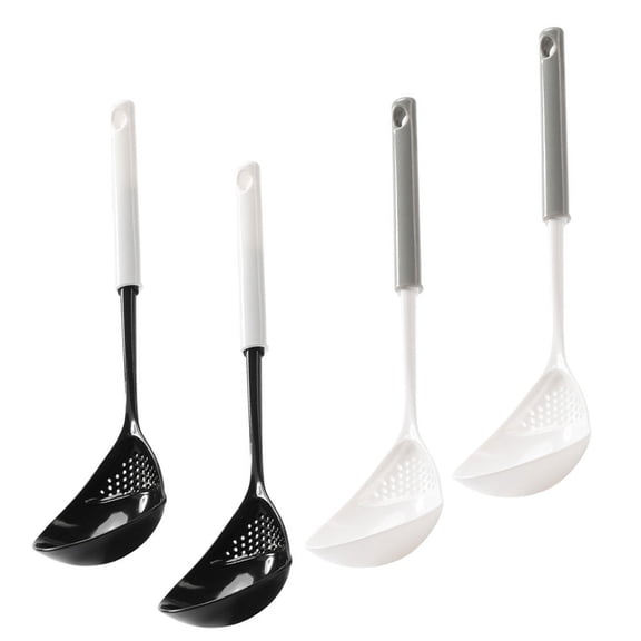 HAMPPLIES Draining Spoon Curved Handle 4Pcs 10.8X3.1X0.6In Resistant For Kitchen Utensil