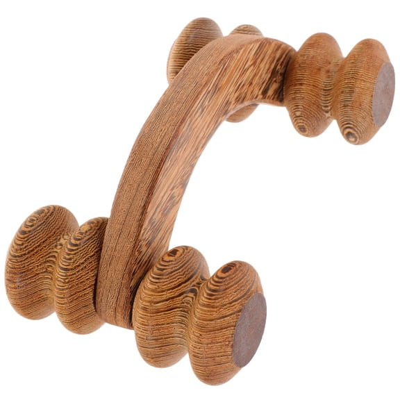 HAMPPLIES Compact 4-Wheel Massage Roller, Light Brown Handheld Body for Adults, Back Neck Shoulder Leg Relaxation