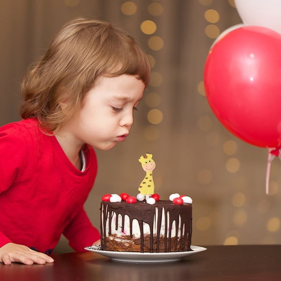 HAMPPLIES Realistic Animal Cake Toppers Giraffe Topper Yellow Resin 1Set 2.75X1.14X0.2In